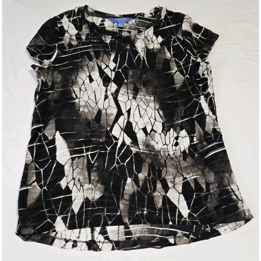 Simply Vera-Vera Wang Women's Large Shirt Mosaic Pattern Short-Sleeve
